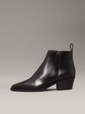 Black Leather Cowboy Ankle Boots  Women