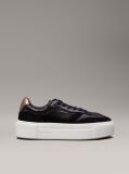 Black Leather Platform Trainers  Women