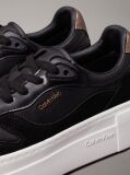 Black Leather Platform Trainers  Women