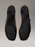 Beige Leather Square Toe Ballerinas  Women