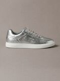 Silver Low-Profile Metallic Leather Cupsole Trainers  Women