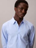 Blue Slim Striped Cotton Stretch Shirt  Men