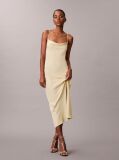 Yellow Polyester Crepe Slip Dress  Women