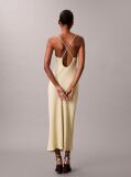 Yellow Polyester Crepe Slip Dress  Women