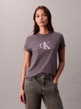 Γκρι Κλάσικό T-Shirt Με Μονόγραμμα Και Παγιέτες  Γυναίκα