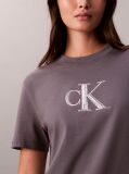 Γκρι Κλάσικό T-Shirt Με Μονόγραμμα Και Παγιέτες  Γυναίκα