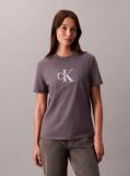Γκρι Κλάσικό T-Shirt Με Μονόγραμμα Και Παγιέτες  Γυναίκα