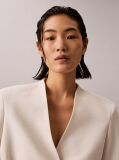 White Textured Shine Blazer  Women