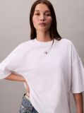 White Short Sleeve Woven Label Oversized T-Shirt  Women