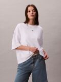 White Short Sleeve Woven Label Oversized T-Shirt  Women