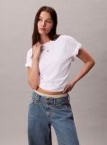 White Short Sleeve Woven Label Oversized T-Shirt  Women