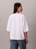 White Short Sleeve Woven Label Oversized T-Shirt  Women