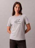 Γκρι Κλασικό T-Shirt Με Γυαλιστερό Μονόγραμμα  Γυναίκα