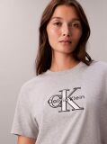 Γκρι Κλασικό T-Shirt Με Γυαλιστερό Μονόγραμμα  Γυναίκα