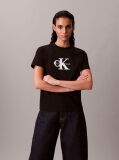 Μαύρο Κλασικό T-Shirt Με Γυαλιστερό Μονόγραμμα  Γυναίκα