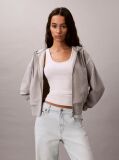 Grey Cropped Monogram Zip-Up Hoodie  Women
