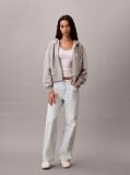 Grey Cropped Monogram Zip-Up Hoodie  Women