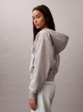 Grey Cropped Monogram Zip-Up Hoodie  Women