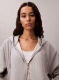 Grey Cropped Monogram Zip-Up Hoodie  Women