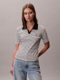 Μαύρο Ριγέ Ριπ Πόλο T-shirt Με Slim Γραμμή  Γυναίκα
