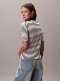 Μαύρο Ριγέ Ριπ Πόλο T-shirt Με Slim Γραμμή  Γυναίκα