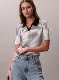 Μαύρο Ριγέ Ριπ Πόλο T-shirt Με Slim Γραμμή  Γυναίκα