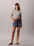 Γκρι Κοντό T-Shirt Με Ρυθμιζόμενο Τελείωμα  Γυναίκα