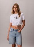 Λευκό Κοντό T-Shirt Με Ρυθμιζόμενο Τελείωμα  Γυναίκα