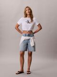 Λευκό Κοντό T-Shirt Με Ρυθμιζόμενο Τελείωμα  Γυναίκα