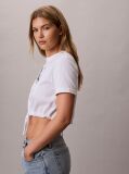 Λευκό Κοντό T-Shirt Με Ρυθμιζόμενο Τελείωμα  Γυναίκα
