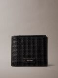 Black Embossed Woven Billfold Coin Wallet  Men