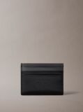 Black Smooth Leather Monologo Card Holder  Men