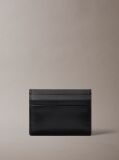 Black Smooth Leather Monologo Card Holder  Men