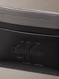 Black Smooth Leather Monologo Card Holder  Men