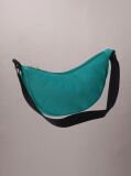 Green Textile Logo Graphic Crossbody Banana Bag  Men