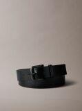 Black Round Buckle Tumbled Belt  Men