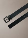 Black Round Buckle Tumbled Belt  Men