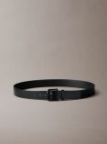 Black Round Buckle Tumbled Belt  Men