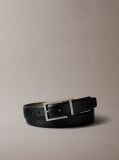Black Croc Embossed Square Buckle Belt  Men