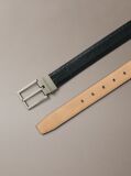 Black Croc Embossed Square Buckle Belt  Men