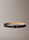 Black Croc Embossed Square Buckle Belt  Men
