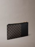Black Monogram Logo Top Zip Card Holder  Women