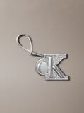 Silver Metallic Monogram Patch Bag Charm With Leather  Women