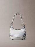 Silver Engraved Linked Chain Metallic Shoulder Bag  Women