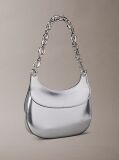 Silver Engraved Linked Chain Metallic Shoulder Bag  Women