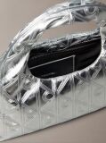 Silver Puffer Emblem Logo Metallic Mini Bag  Women