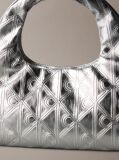 Silver Puffer Emblem Logo Metallic Mini Bag  Women