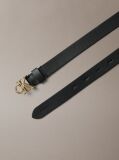 Black Micropebble Leather Monogram Buckle Belt  Women