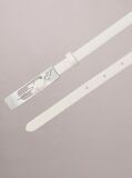 White CK Monogram Elongated Buckle Leather Belt  Women