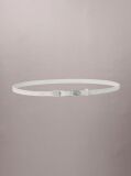 White CK Monogram Elongated Buckle Leather Belt  Women